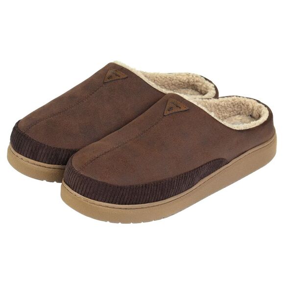 NEW Weatherproof Vintage Mens Brown Slippers XL Faux Suede & Sherpa - Picture 1 of 5